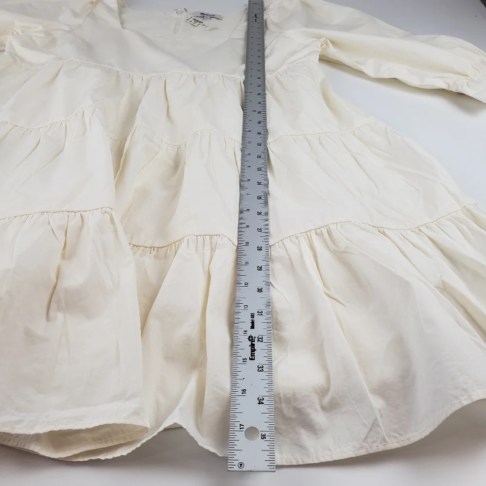 Madewell NWT Poplin Lizzie Babydoll Dress 12 Puffed Sleeves-Tiered Lighthouse - Picture 12 of 15